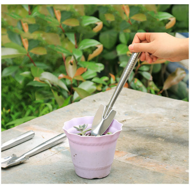 3 Piece Stainless Steel Mini Gardening Hand Tools Shovel Rake Trowel for Succulents Indoor Plants (ESG12034)