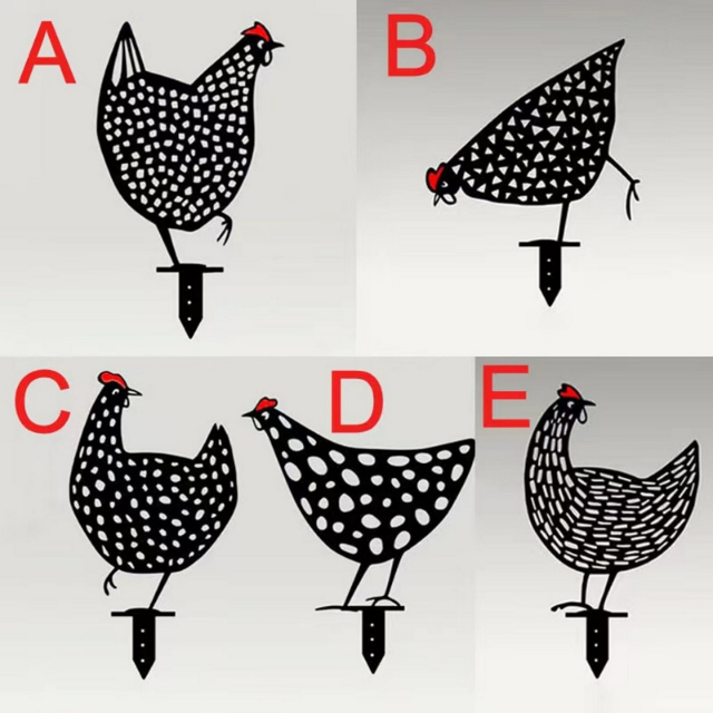 Chicken Yard Art Metal Silhouette Animal Ornament (ESG14585)