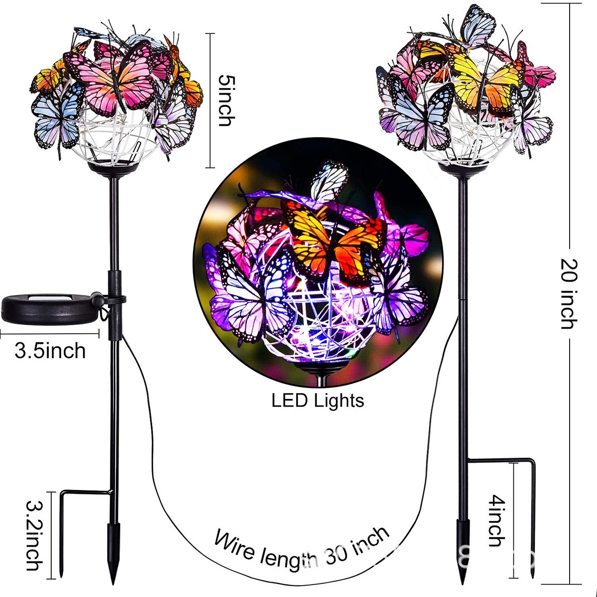 Waterproof Color Changing LED Lights Multicolor Butterfly (ESG17904)