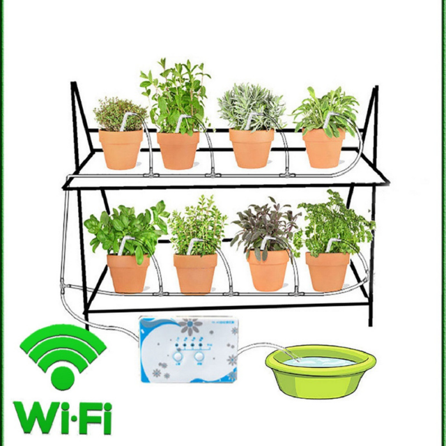 Irrigation System, Wi-Fi Connection Plant Watering Device Water Pump Timer Tool for Garden (ESG17766)