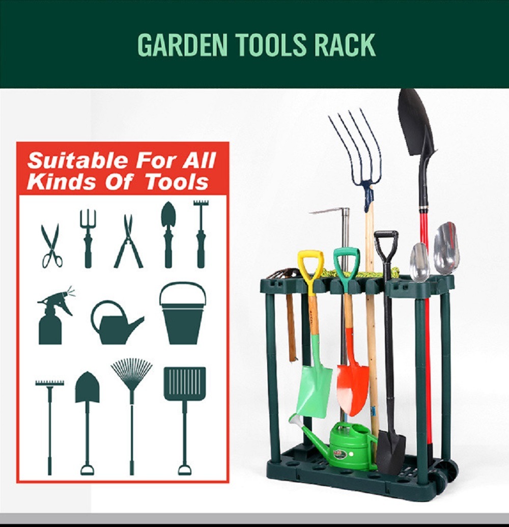 Garden Tools Long and Short Organizer Holder with Wheels (ESG18091)