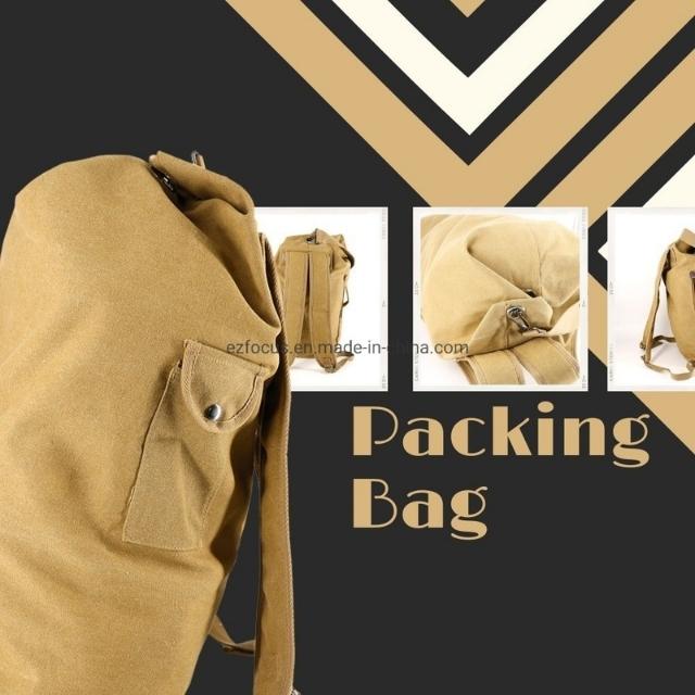  Rucksack Packing Bag Heavy Duty Canvas Travel Backpack (ESG14470)