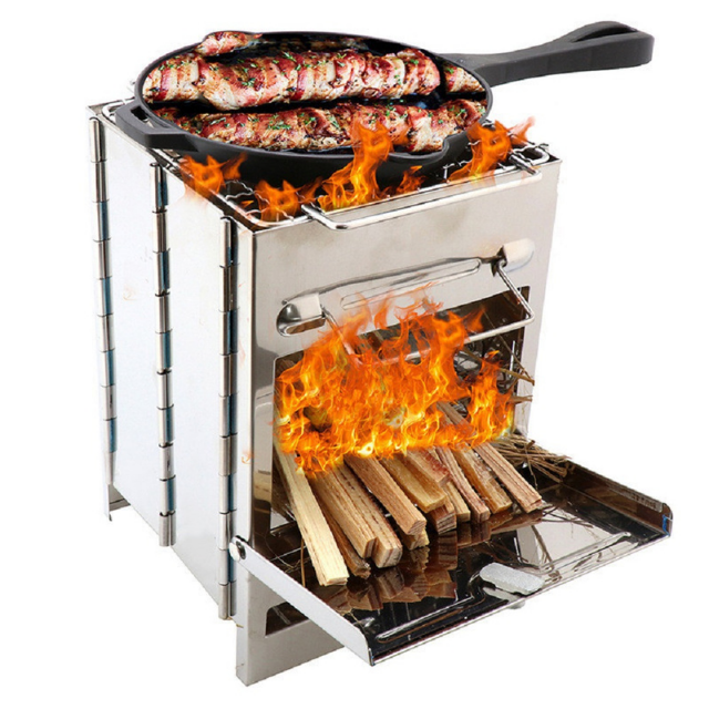 Barbecue Stove Mini Bonfire Wood Charcoal Stainless Steel (ESG18057)