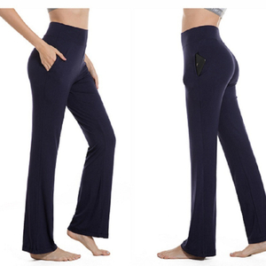 Yoga Bootleg Stretch Pants with Side Pockets Sports Wear (ESG16335)