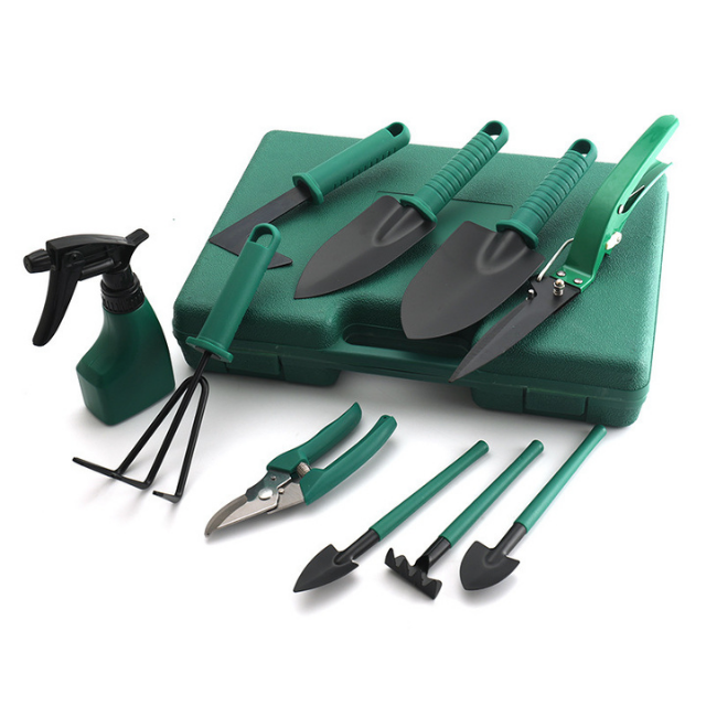 10PCS Heavy Duty Gardening Kit with Storage Organizer Garden Hand Tools Shears Rakes Shovel (ESG15797)