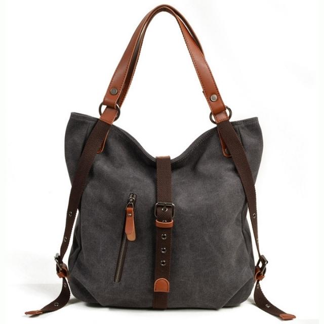 Canvas Backpack Crossbody Multifunctional Shoulder Bag for Women (ESG13334)