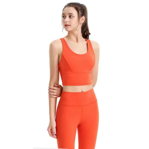  Yoga Fitness High Waist Leggings with Padded Sports Crop Top (ESG18560)