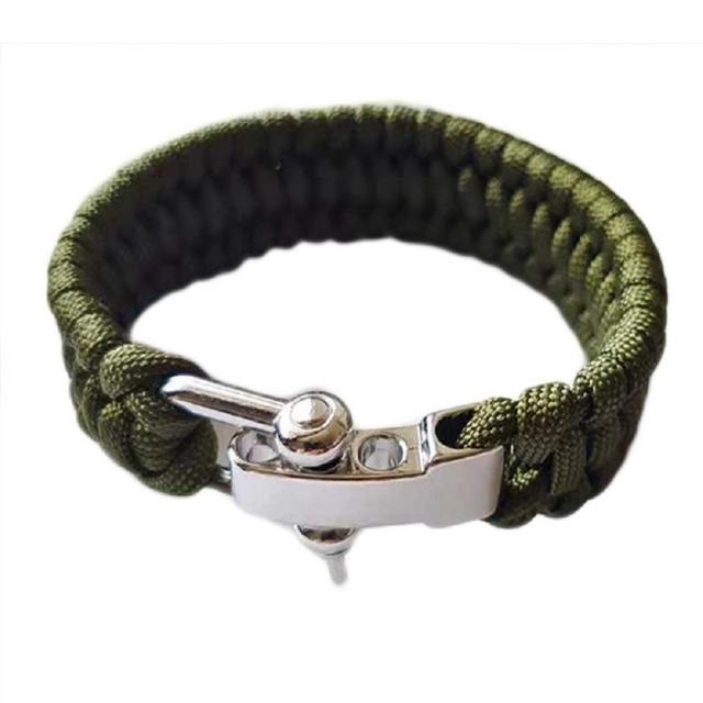 Paracord Survival Bracelet Emergency Tool with Adjustable Stainless Steel D Shackle (ESG18271)
