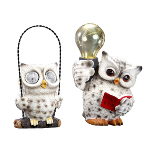 Mini Owl Figurine with Solar Lights Miniatures Outdoor Garden Decoration (ESG19685)