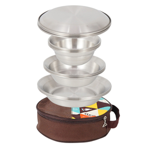  Stainless Steel Plates and Bowls Camping Set Small and Large Dinnerware (ESG23170)