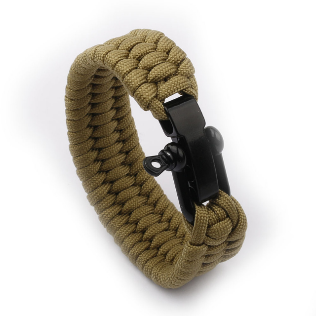 Buckle Paracord Survival Bracelet in 3 Adjustable Stainless Steel Shackles (ESG18270)